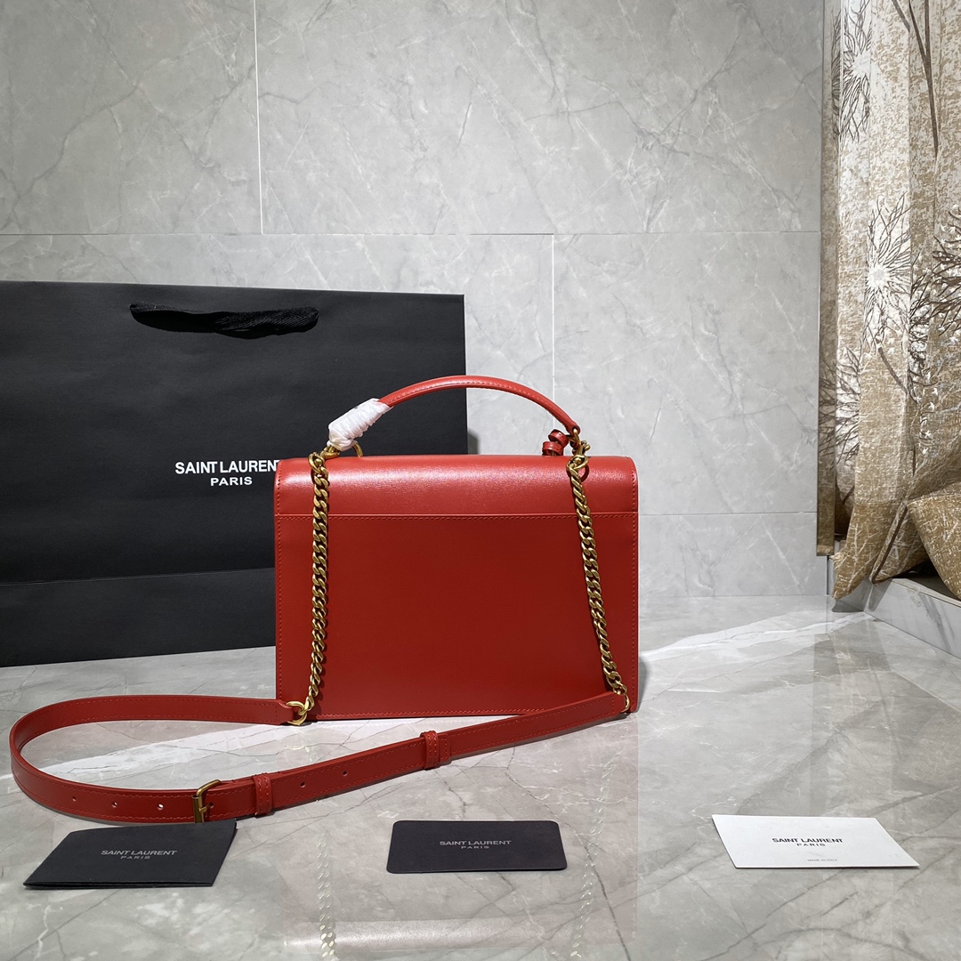Y51 medium sunset satchel in smooth leather rouge eros 634723 25 x 18 x 5 cm