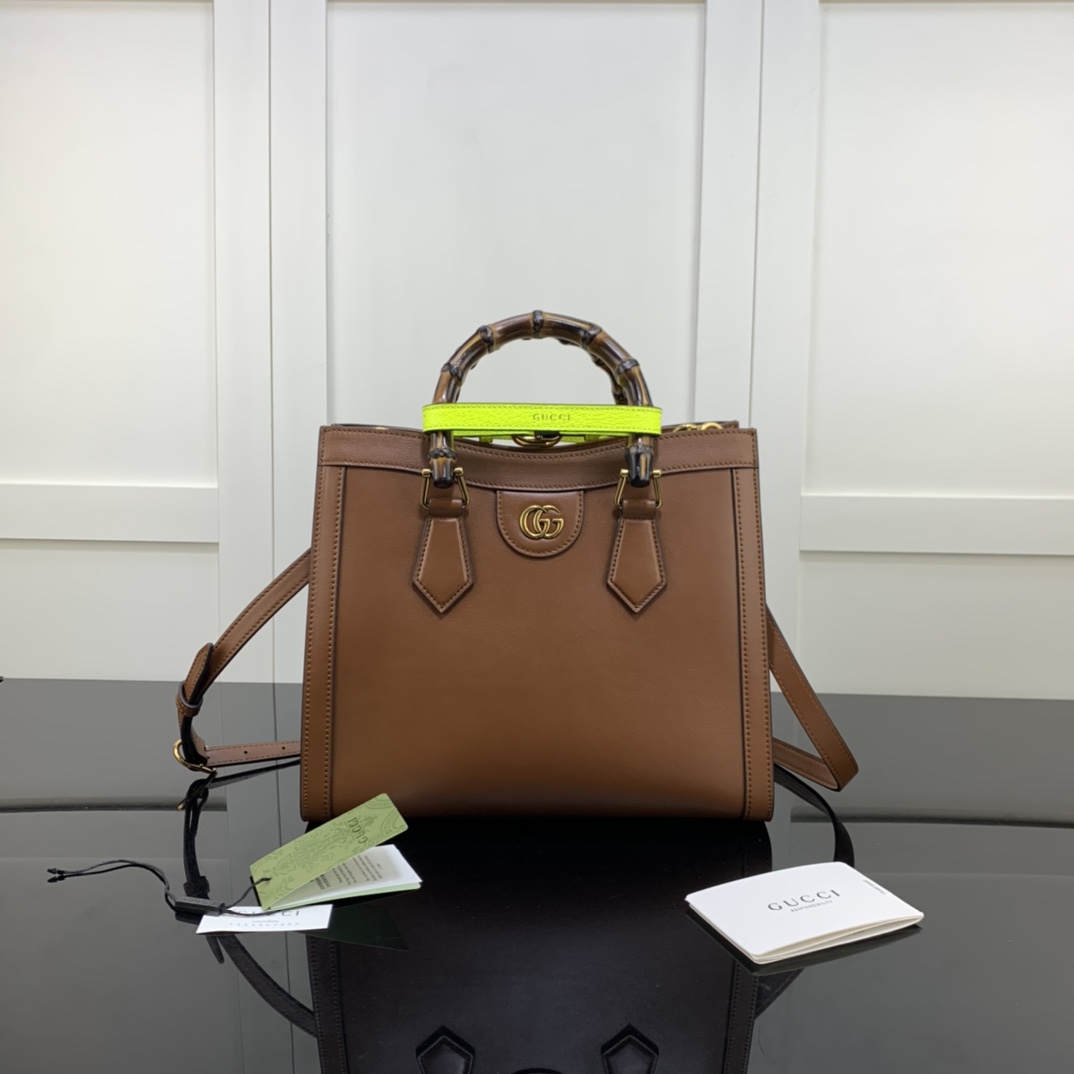Gvc*1 small diana tote bag brown leather 660195 27 x 24 x 11 cm