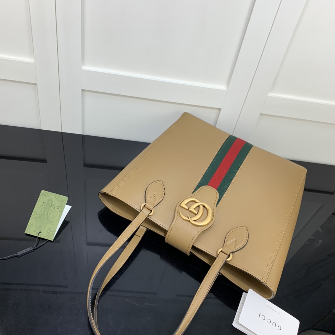Gvc*1 small tote with double g beige leather 652680 28 x 26 x 8.5 cm