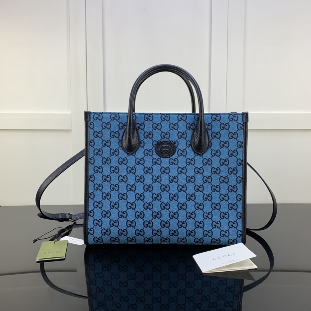 Gvc*1 gg small tote bag blue svp*me canvas 659983 31 x 26.5 x 14 cm