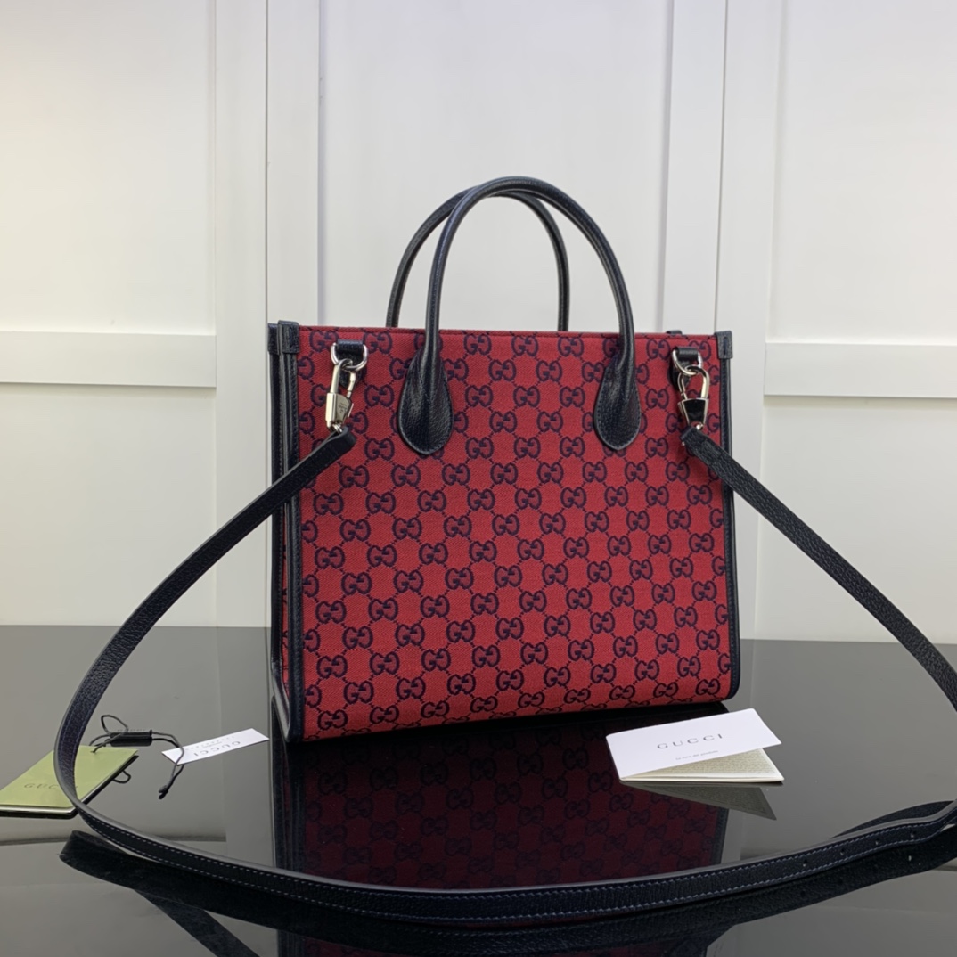 Gvc*1 gg small tote bag red svp*me canvas 659983 31 x 26.5 x 14 cm