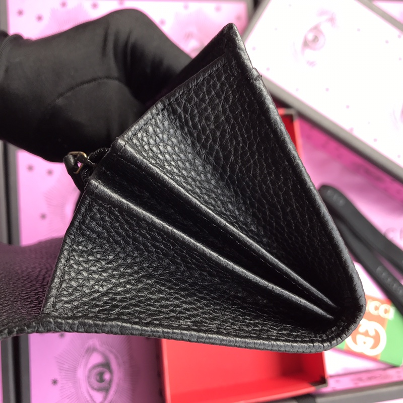 Gvc*1 gg marmont leather continental wallet black 456116 19 × 10 × 2.5 cm