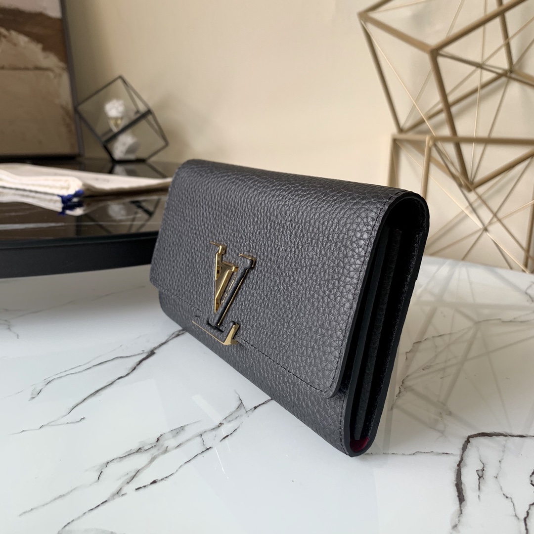l0vis Vvtt0n capucines wallet taurillon leather black m61248 20 x 11 cm