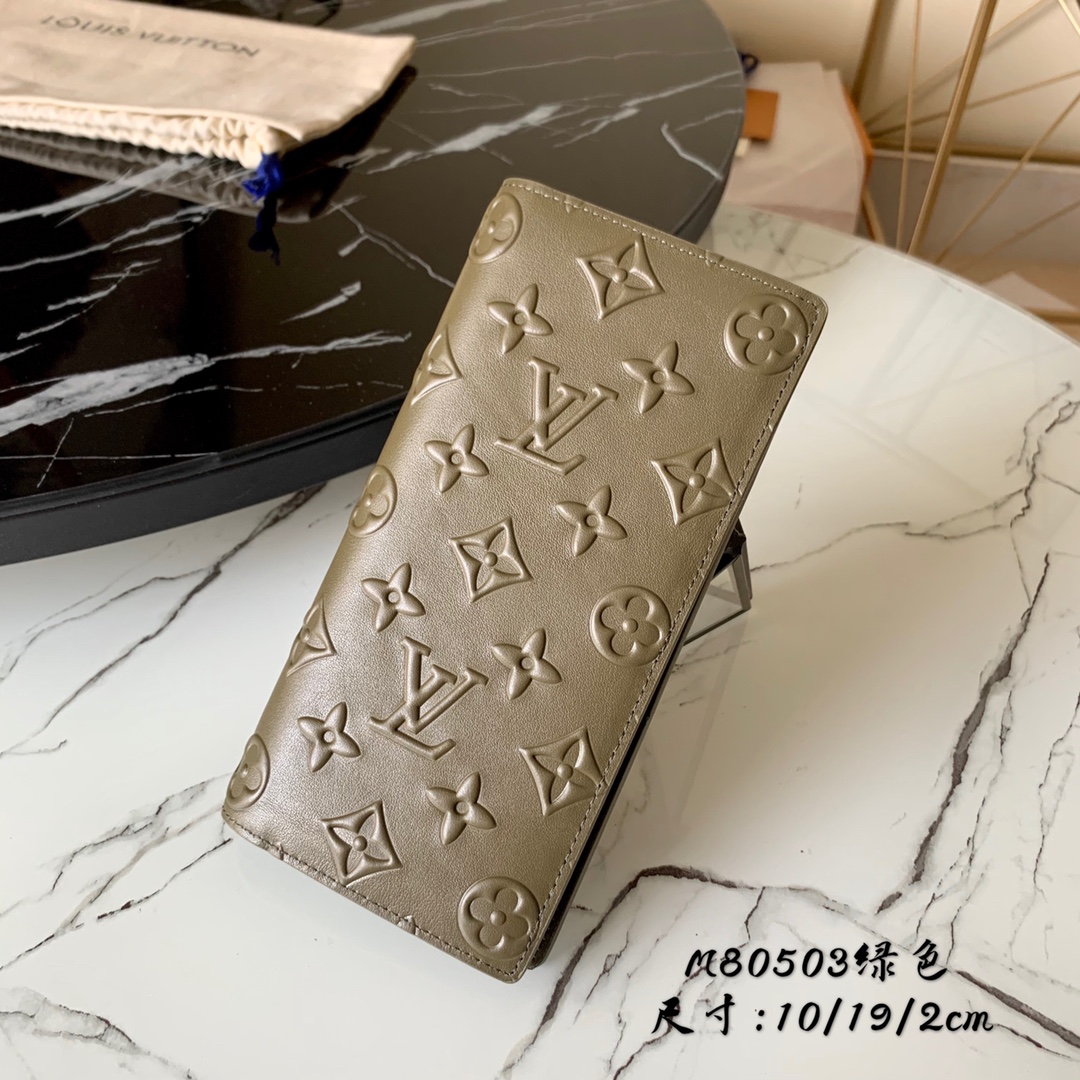 l0vis Vvtt0n brazza wallet monogram seal leather green m80503 10 x 19 x 2 cm