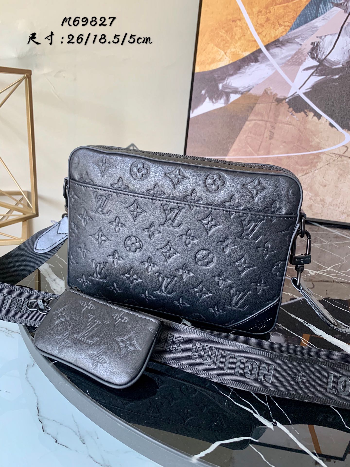 l0vis Vvtt0n duo messenger monogram shadow leather black m69827 26 x 18.5 x 5 cm