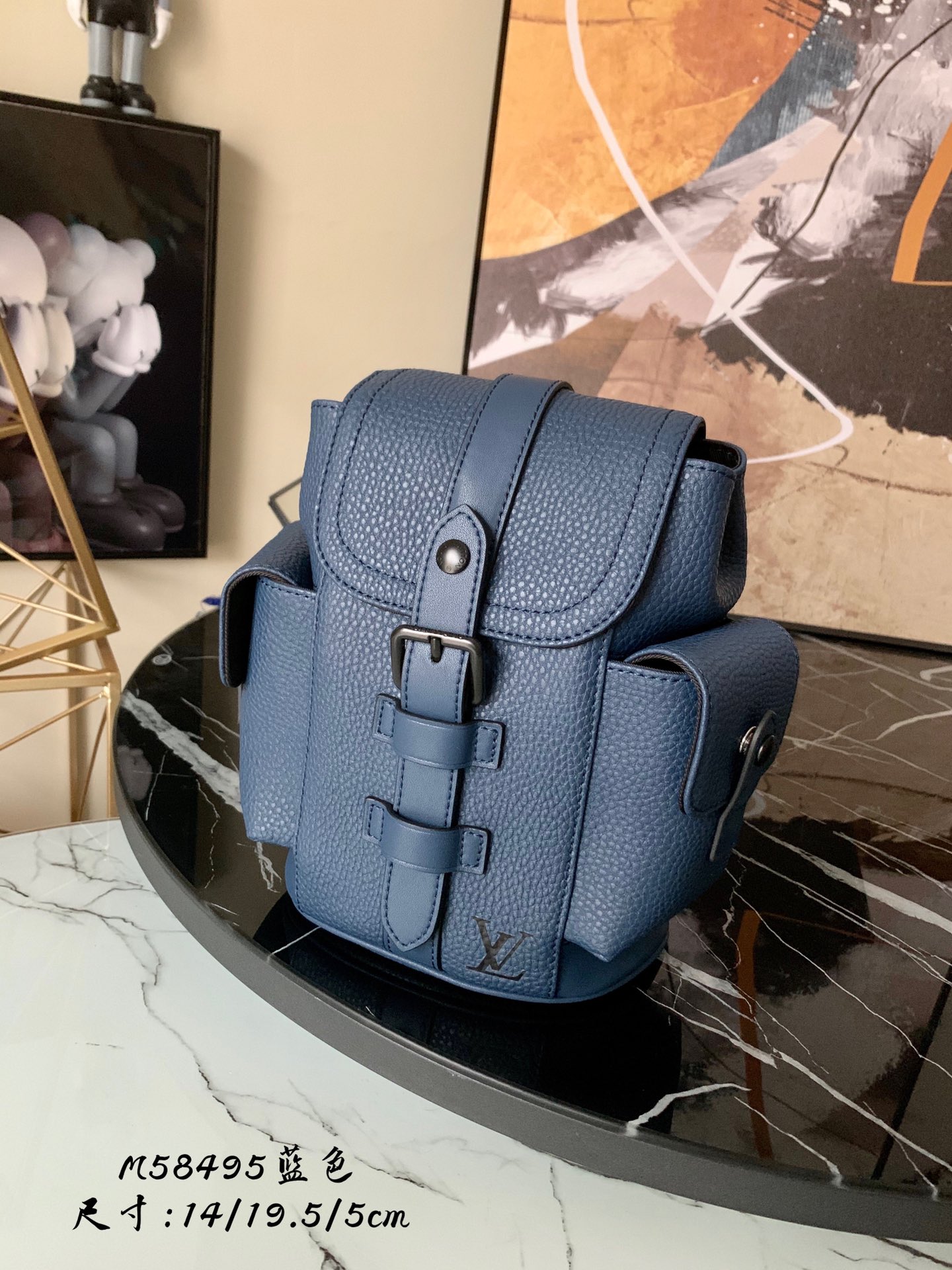 l0vis Vvtt0n christopher xs taurillon leather navy m58494 14 x 19.5 x 5 cm