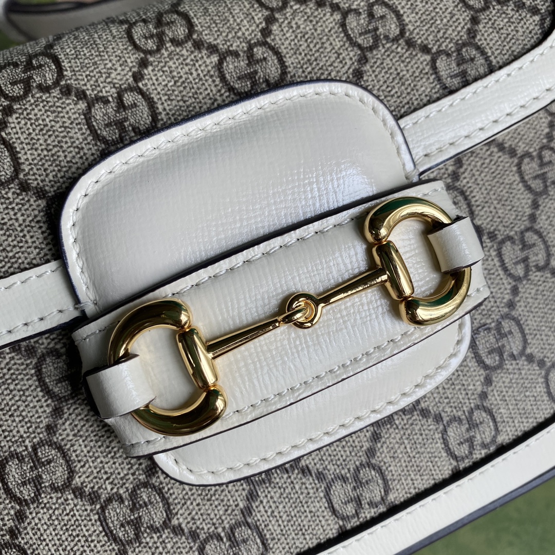 Gvc*1 mini horsebit 1955 bag gg svp*me canvas beige and white 658574 20.5 x 14 x 5 cm