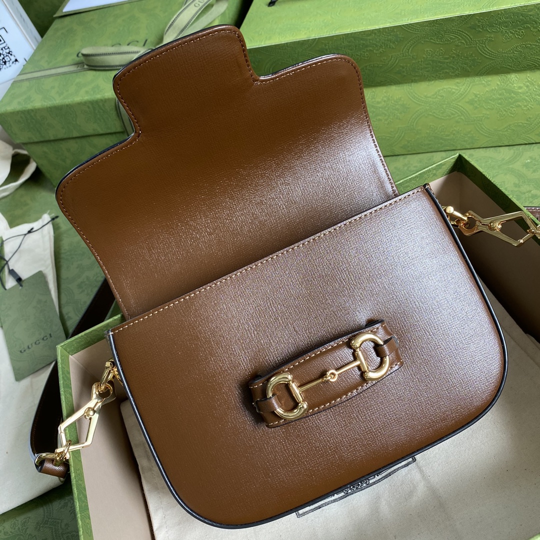 Gvc*1 mini horsebit 1955 bag leather brown 658574 20.5 x 14 x 5 cm