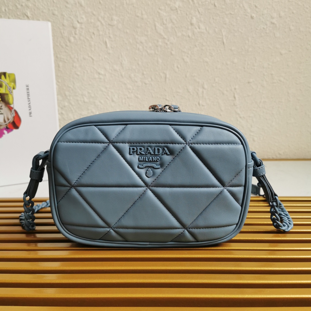 Pra*a spectrum shoulder bag quilted nappa leather astral blue 1bh141 13.5 x 21 x 8 cm