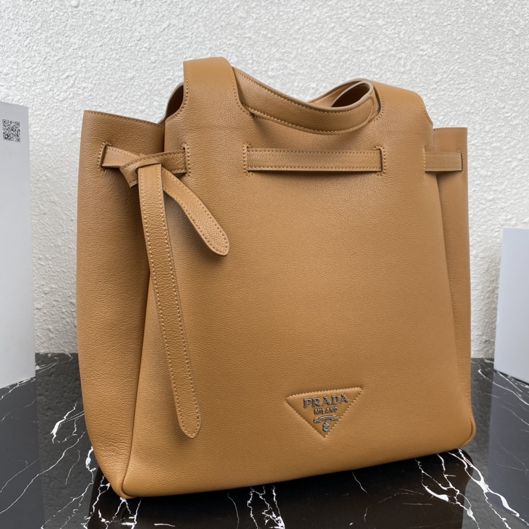Pra*a leather tote cognac 1bg339 35 x 34 x 16 cm