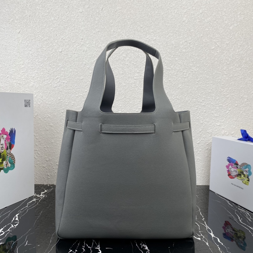 Pra*a leather tote clay grey 1bg339 35 x 34 x 16 cm
