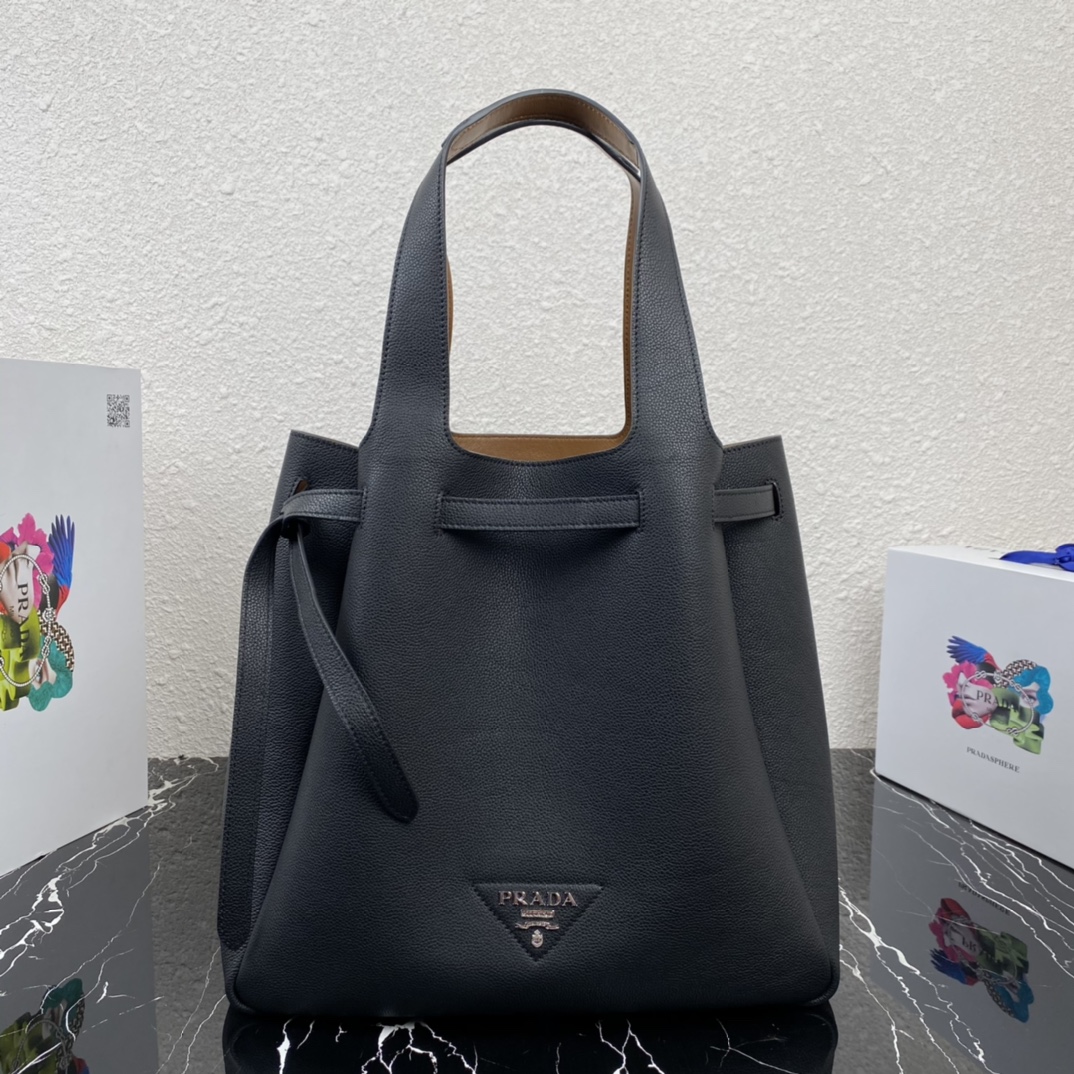 Pra*a leather tote black 1bg339 35 x 34 x 16 cm