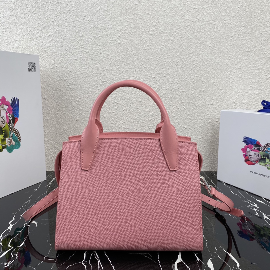 Pra*a saffiano leather kristen handbag pink 1ba297 26 x 20 x 3.5 cm