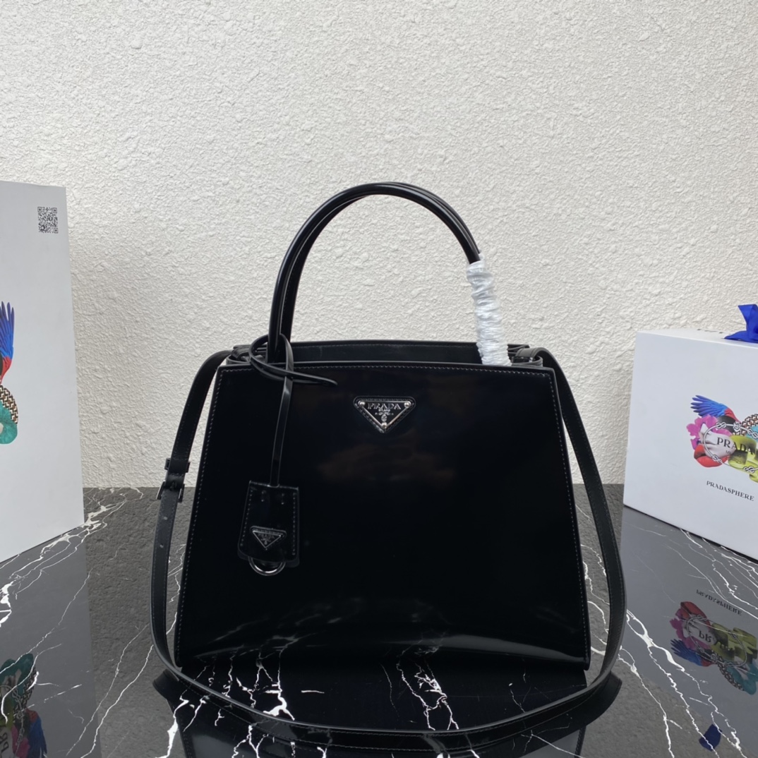Pra*a brushed nappa lining leather handbag 1ba321 31 x 23 x 14 cm