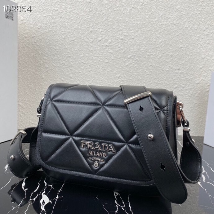 Pra*a spectrum nappa lining leather bag black 1bd283 23 x 18 x 5 cm