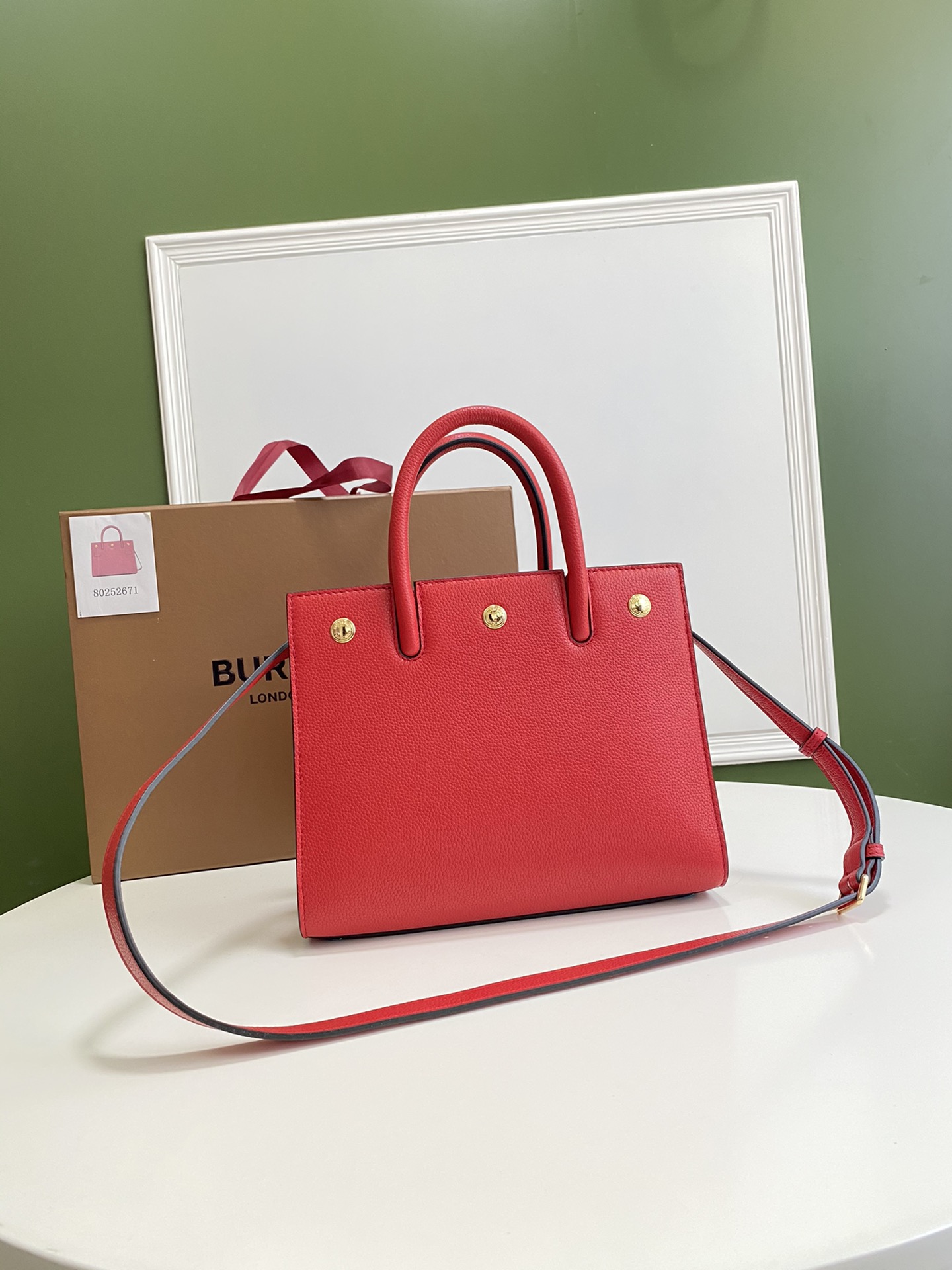 Bv*b*rry mini leather two-handle title bag red 80254721 26 x 13.5 x 20 cm