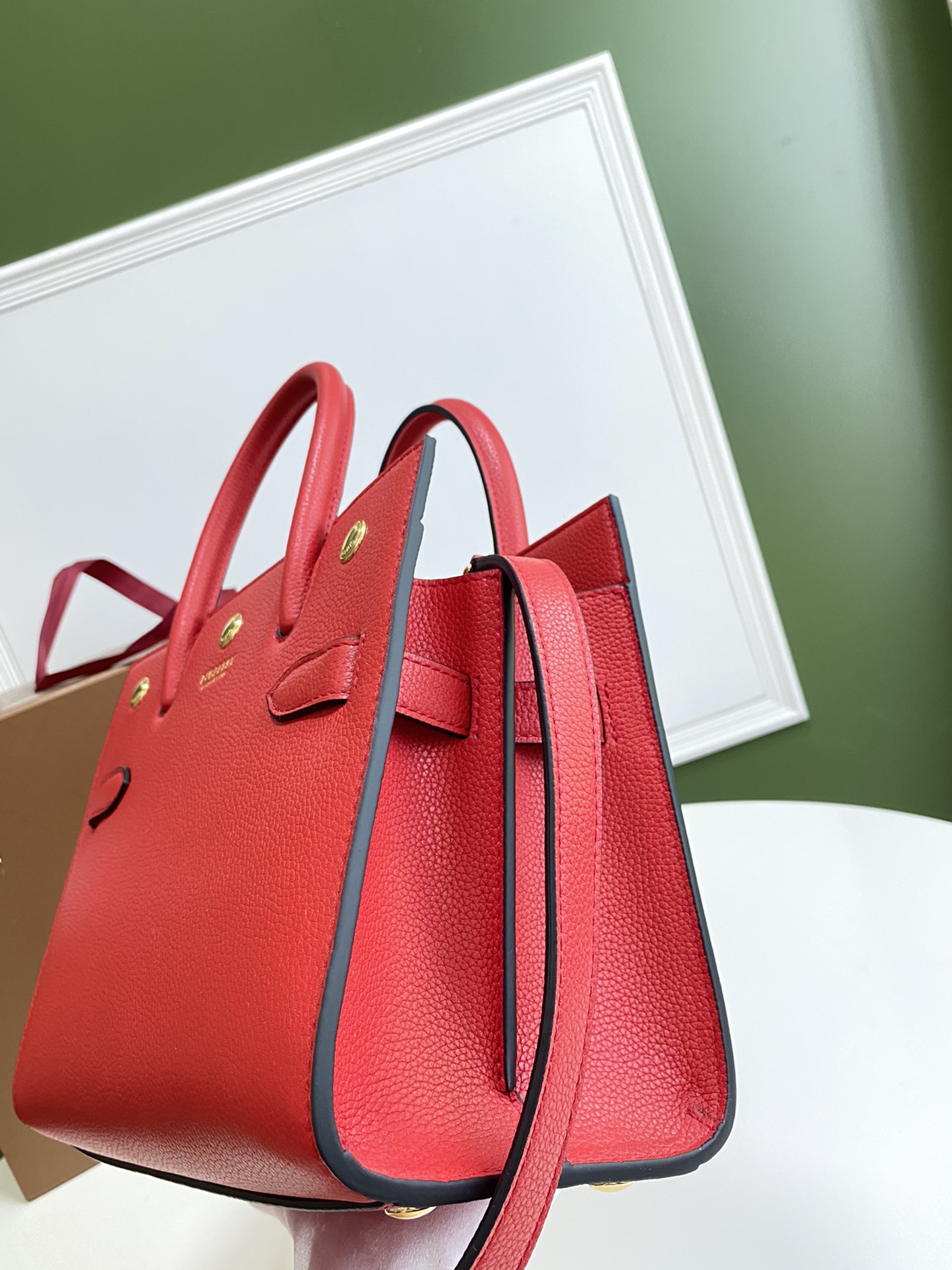 Bv*b*rry mini leather two-handle title bag red 80254721 26 x 13.5 x 20 cm