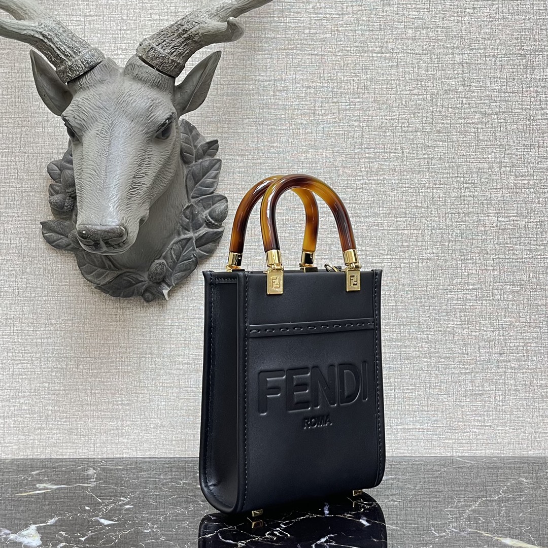 F**di mini sunshine shopper leather black 8bs051 13 x 18 x 6.5 cm