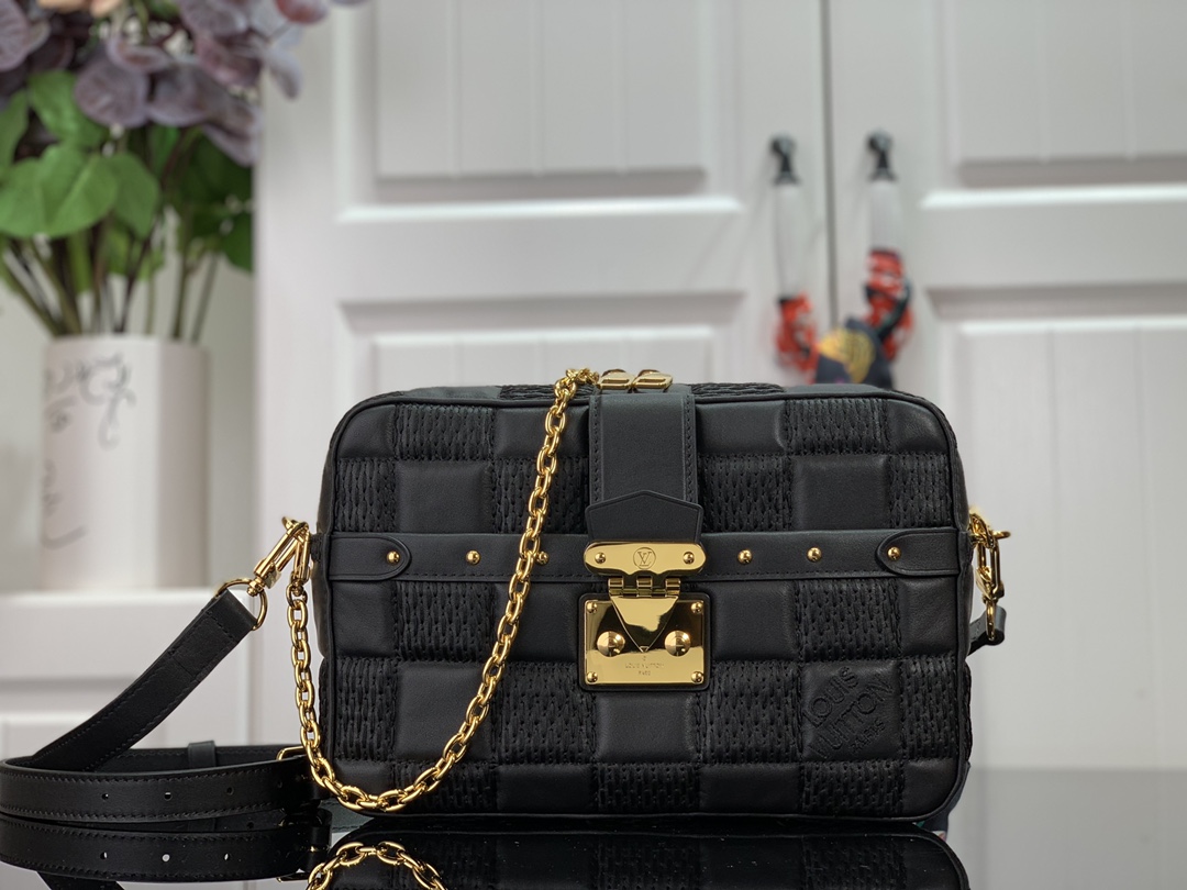 l0vis Vvtt0n troca mm damier quilt black m59114 25.5 x 17 x 7 cm