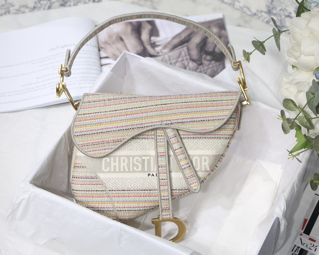 D10r saddle bag embroidery stripes color m0446 25.5 x 20 x 6.5 cm