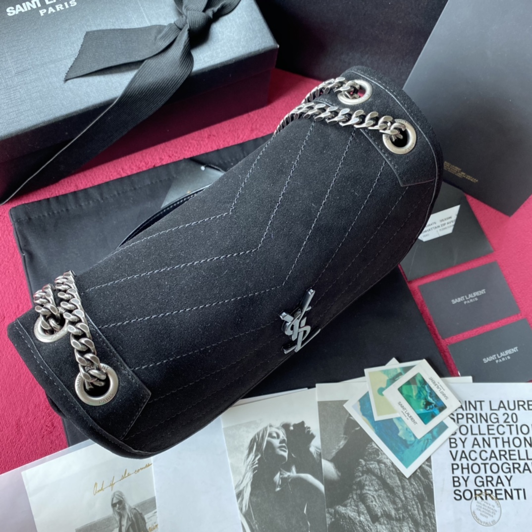 Y51 medium niki in suede and smooth leather black metal 4988941 28 × 20 × 8 cm