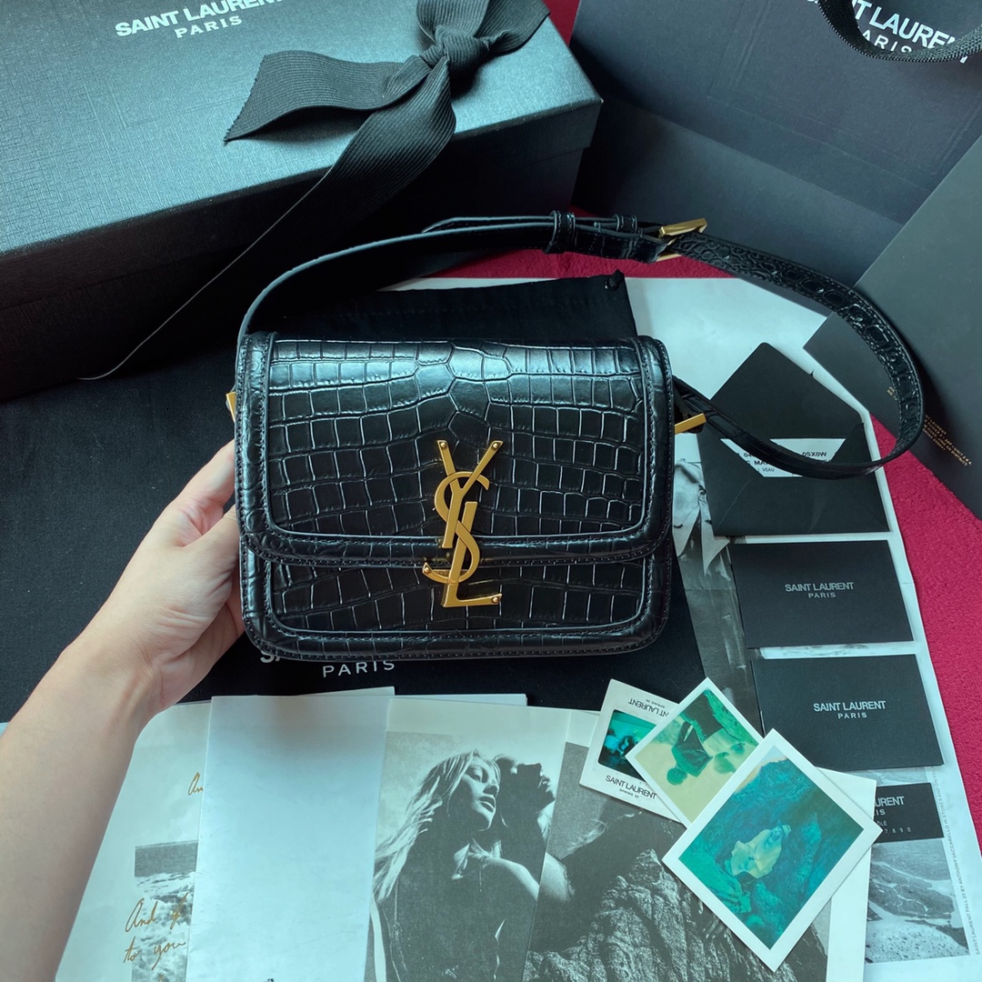 Y51 small solferino satchel in box crocodile leather black 634306 19 x 13 x 5 cm