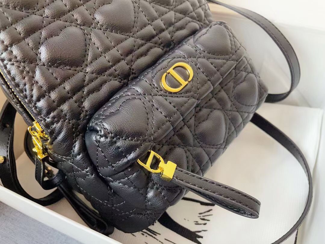D10r mini D10ramour D10r backpack cannage lambskin with heart motif black m9222 16 x 21 x 8.5 cm