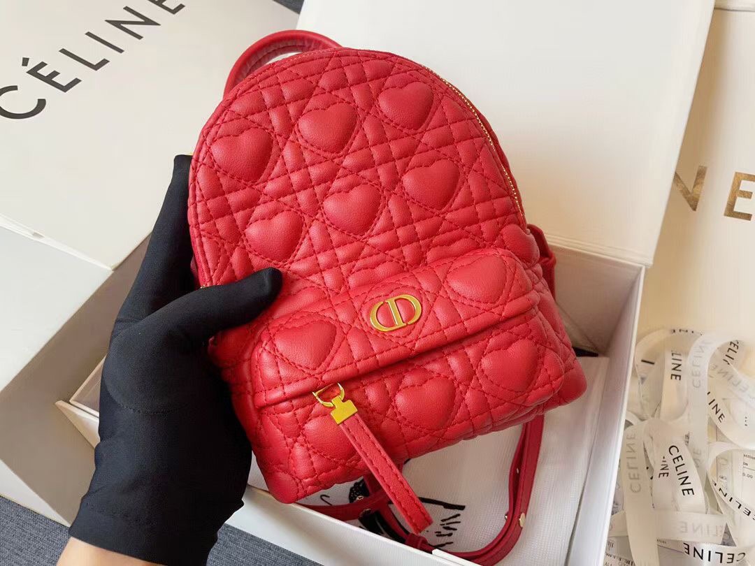 D10r mini D10ramour D10r backpack cannage lambskin with heart motif red m9222 16 x 21 x 8.5 cm