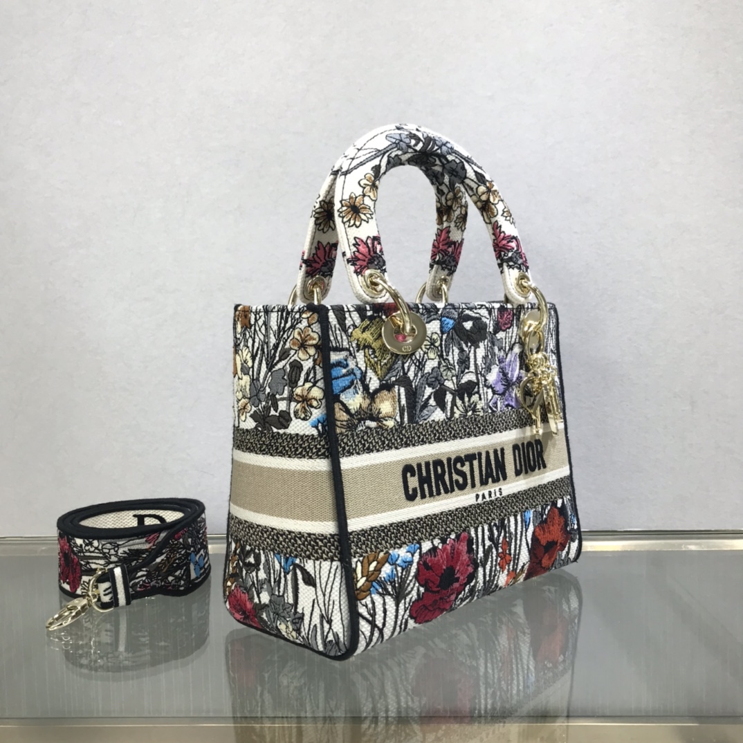 D10r medium lady d-lite bag latte multicolor D10r constellation embroidery m0565 24 x 20 x 11 cm