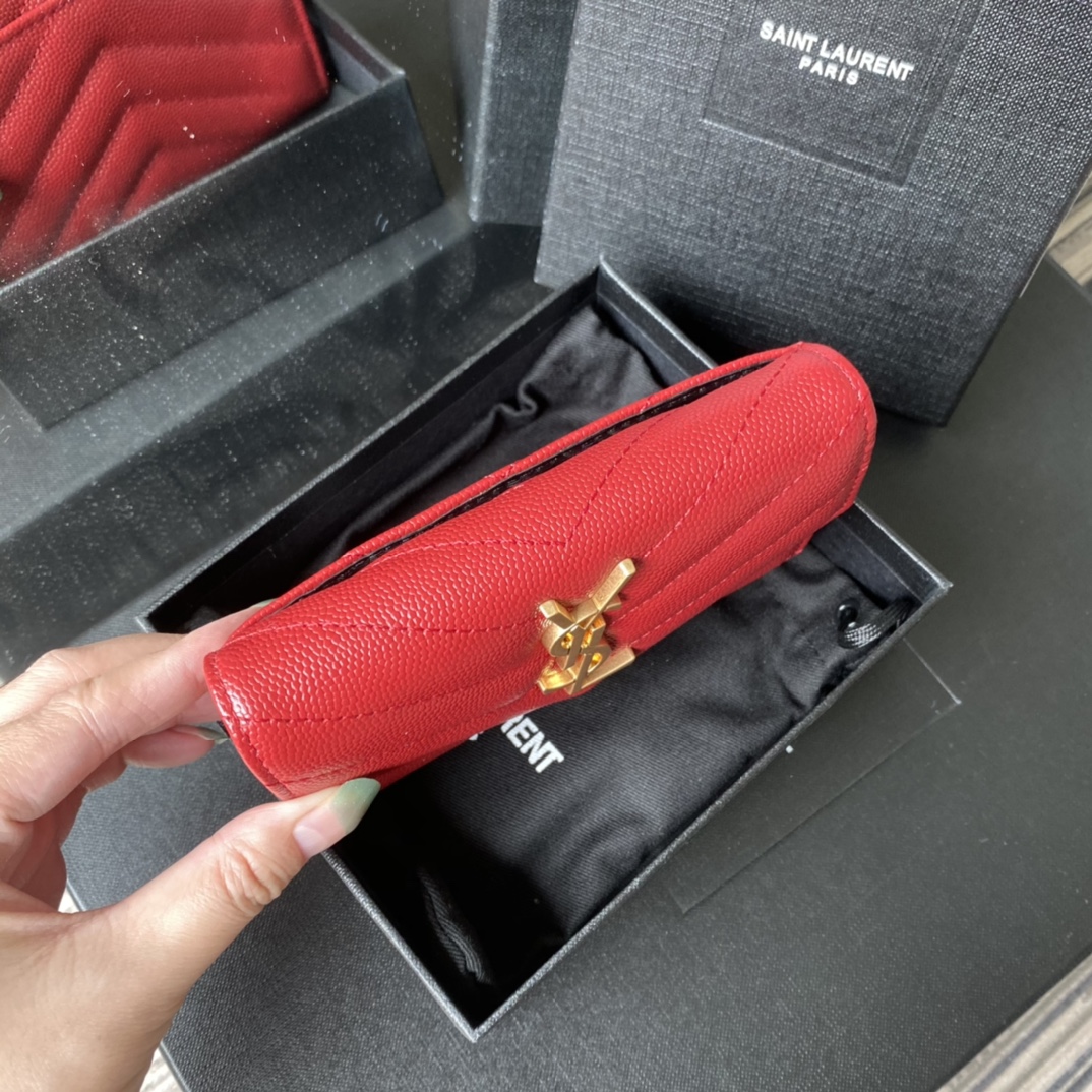 Y51 small monogram envelope wallet in grain de poudre embossed leather red 414404 13.5 x 9.5 x 3 cm