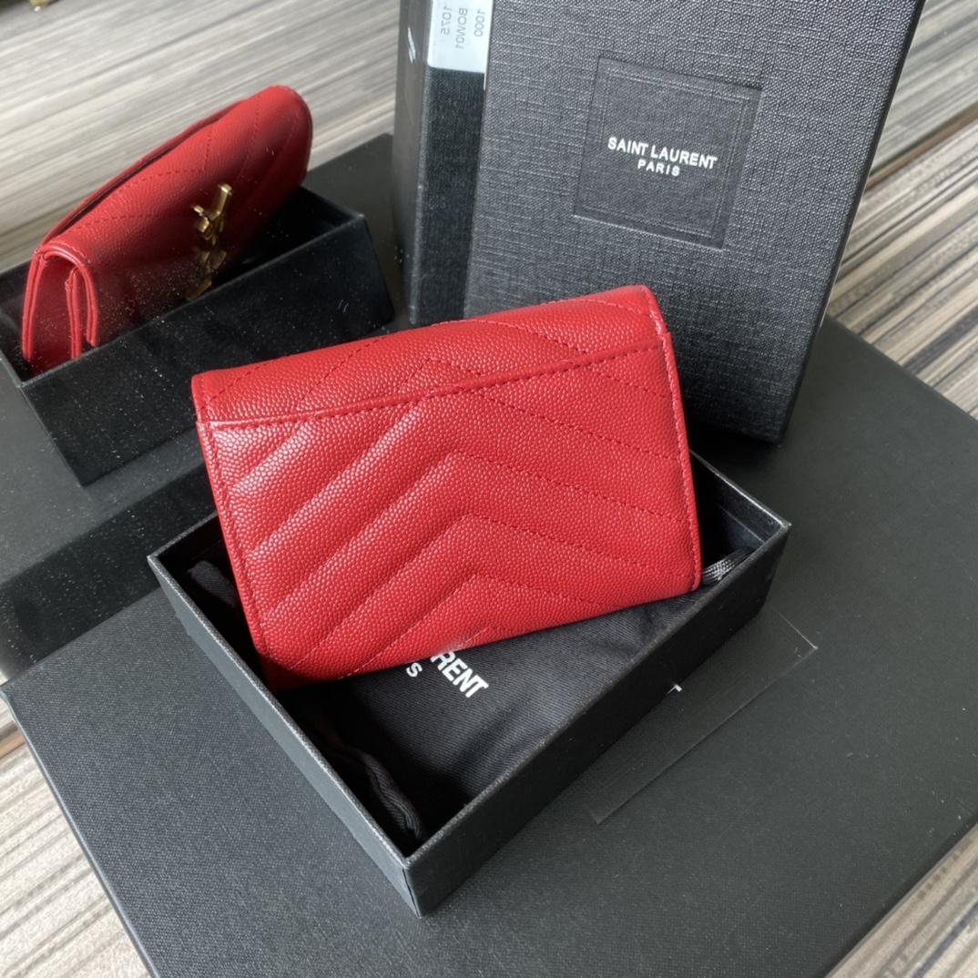 Y51 small monogram envelope wallet in grain de poudre embossed leather red 414404 13.5 x 9.5 x 3 cm