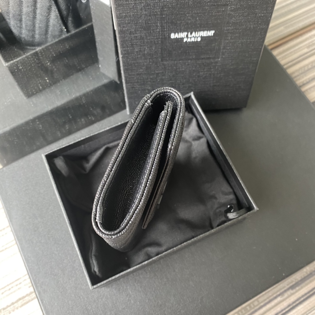Y51 small monogram envelope wallet in grain de poudre embossed leather black metal 414404 13.5 x 9.5 x 3 cm