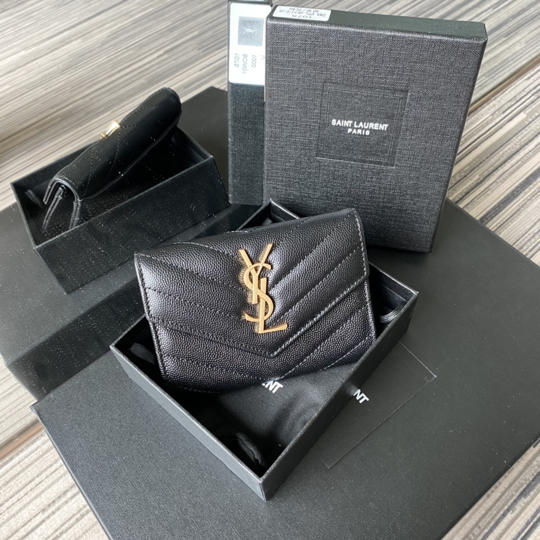 Y51 small monogram envelope wallet in grain de poudre embossed leather black 414404 13.5 x 9.5 x 3 cm
