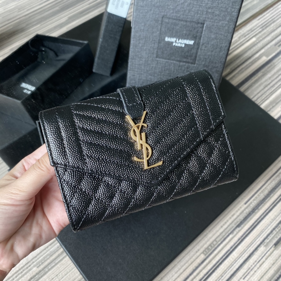Y51 small monogram envelope wallet in mix matelassÉ grain de poudre embossed leather black 651026 13.5 x 9.5 x 3 cm