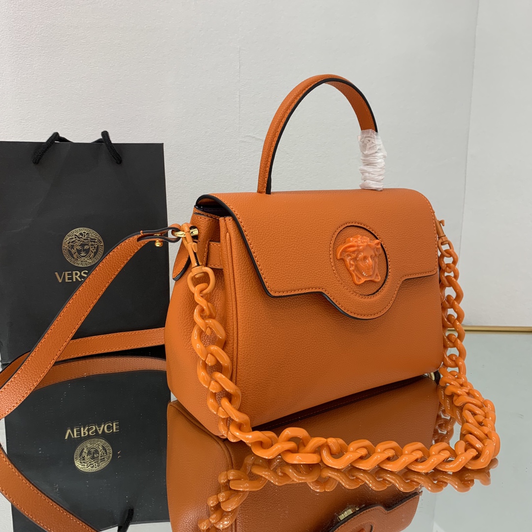 VERSACE MEDIUM LA MEDUSA HANDBAG Orange DBFI039 25 x 15 x 22 cm