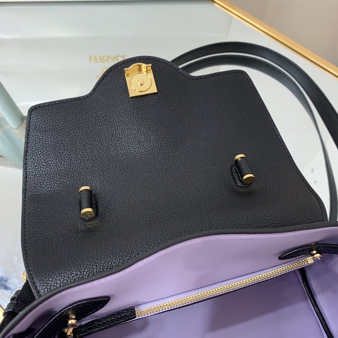 VERSACE MEDIUM LA MEDUSA HANDBAG Black DBFI039 25 x 15 x 22 cm