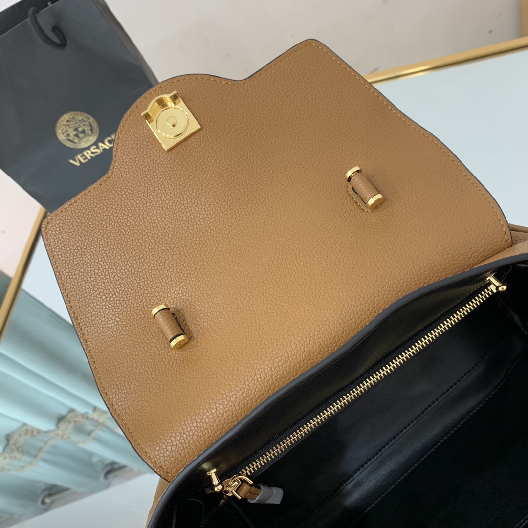 VERSACE MEDIUM LA MEDUSA HANDBAG Caramel DBFI039 25 x 15 x 22 cm