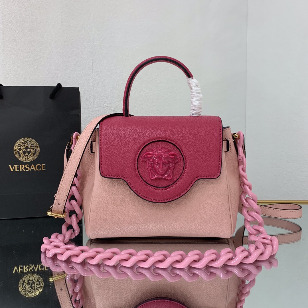 VERSACE SMALL LA MEDUSA HANDBAG Dark Pink DBFI040 20 x 10 x 17 cm