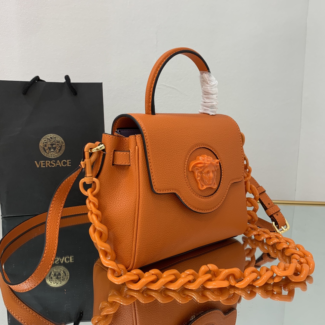 VERSACE SMALL LA MEDUSA HANDBAG Orange DBFI040 20 x 10 x 17 cm