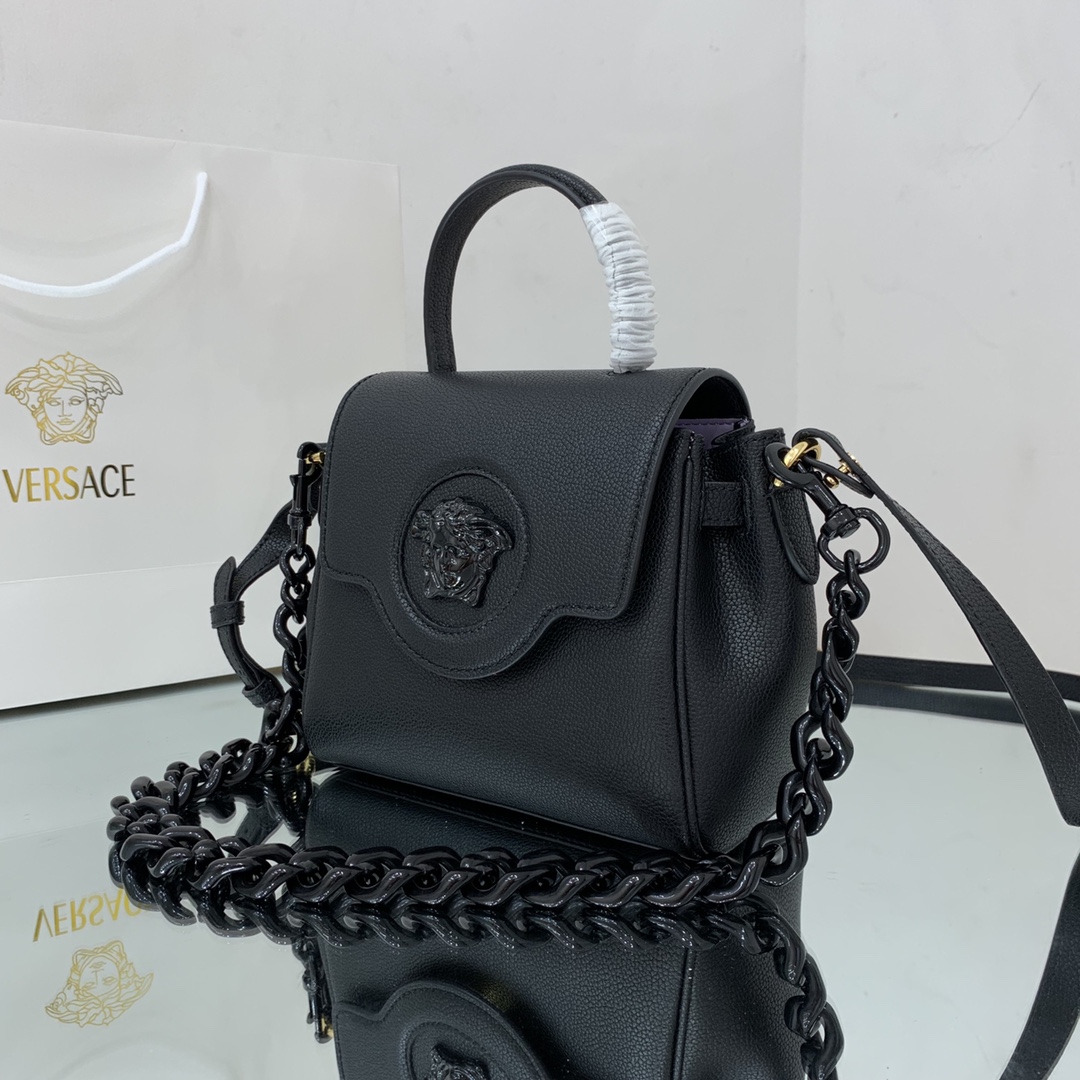 VERSACE SMALL LA MEDUSA HANDBAG Black DBFI040 20 x 10 x 17 cm