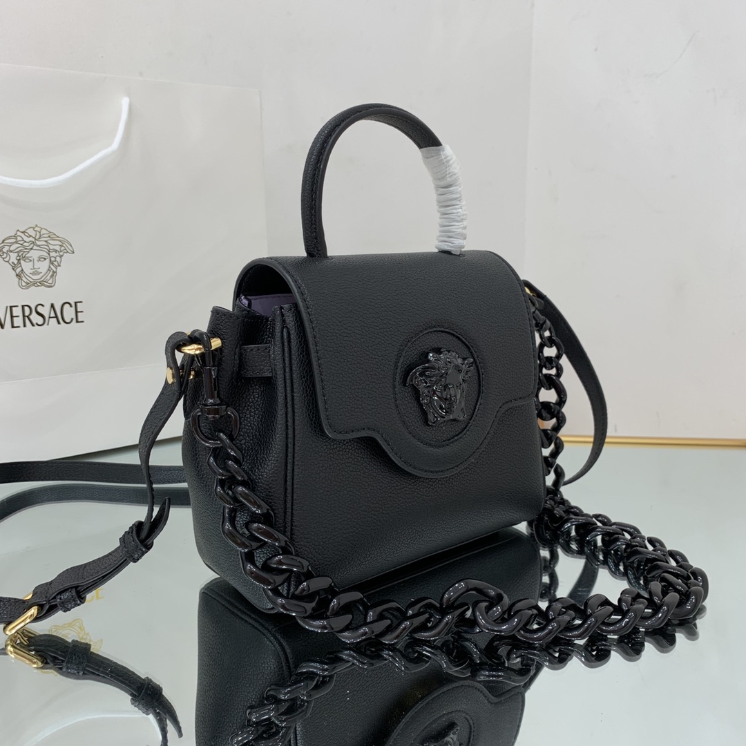 VERSACE SMALL LA MEDUSA HANDBAG Black DBFI040 20 x 10 x 17 cm