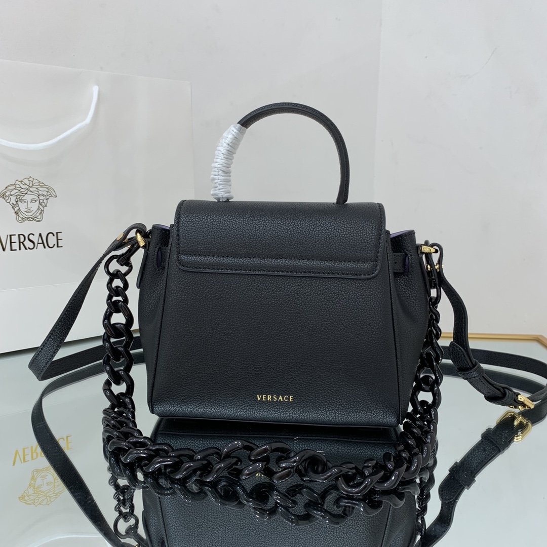VERSACE SMALL LA MEDUSA HANDBAG Black DBFI040 20 x 10 x 17 cm