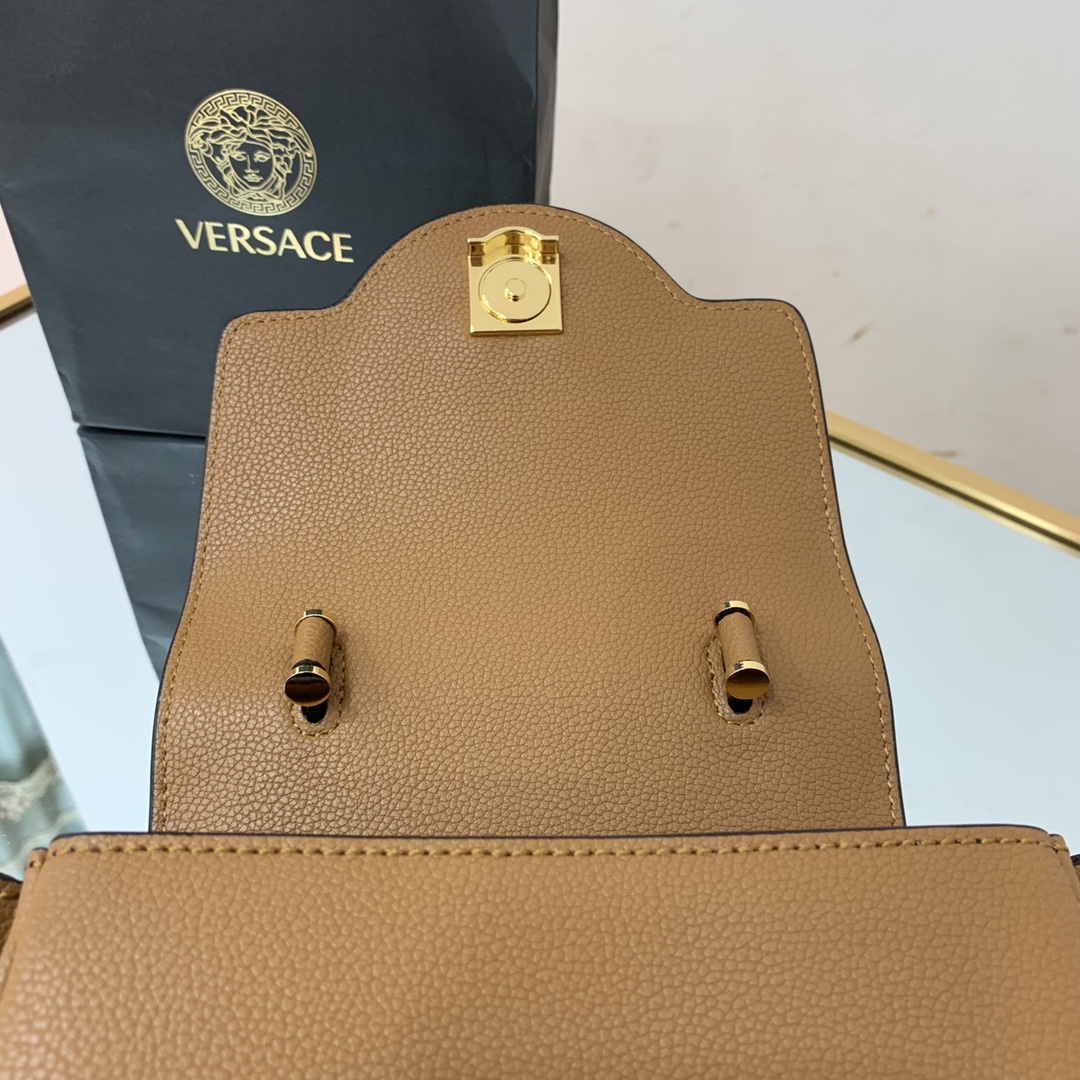 VERSACE SMALL LA MEDUSA HANDBAG Caramel DBFI040 20 x 10 x 17 cm