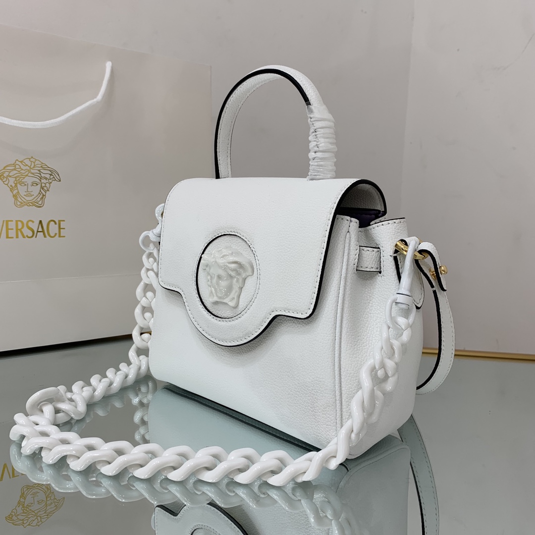 VERSACE SMALL LA MEDUSA HANDBAG White DBFI040 20 x 10 x 17 cm