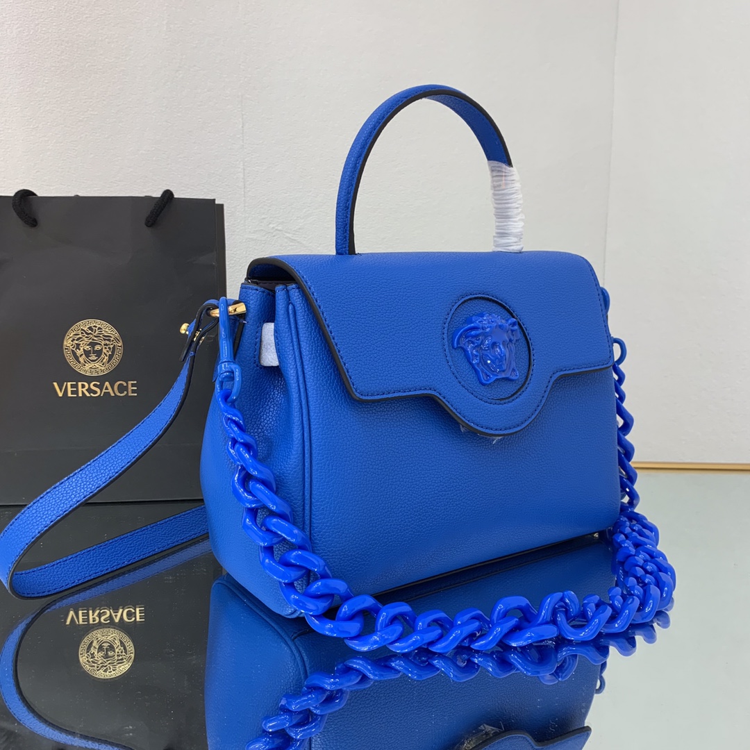 VERSACE LARGE LA MEDUSA HANDBAG Lapis DBFI038 35 x 14 x 25 cm