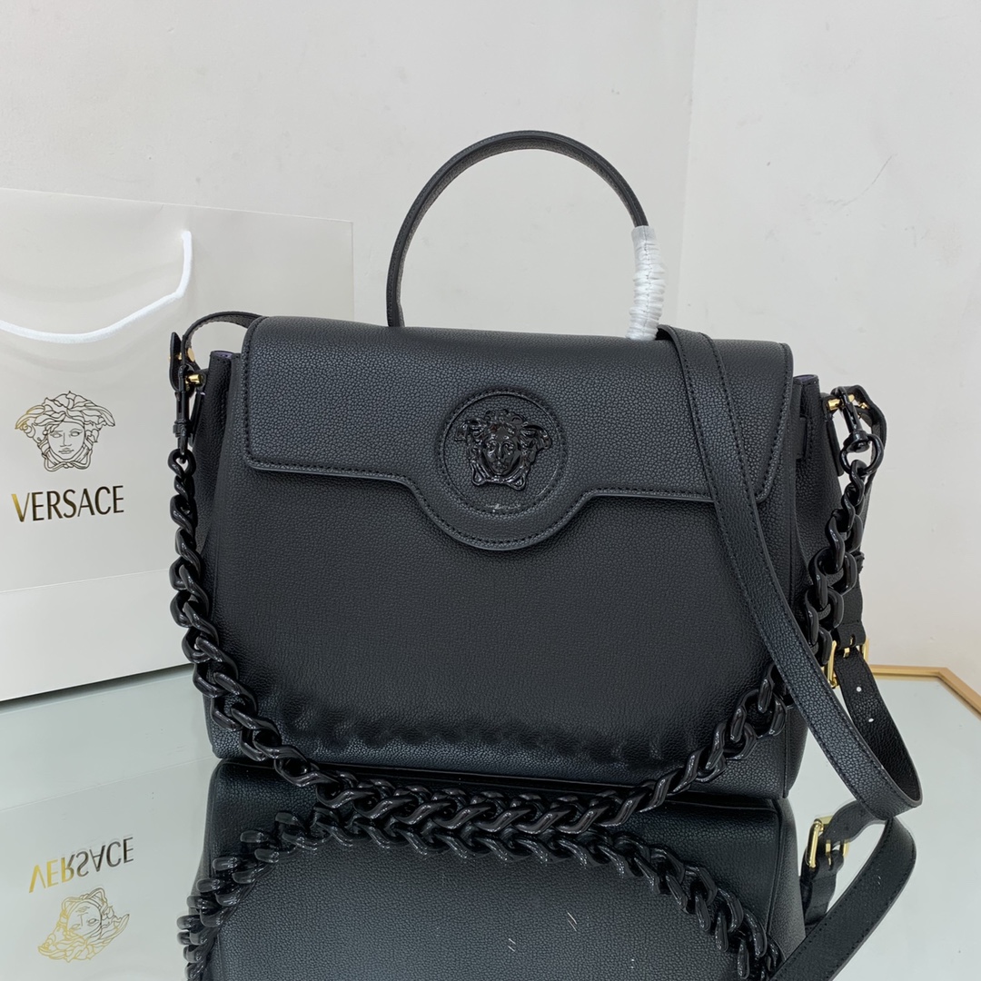VERSACE LARGE LA MEDUSA HANDBAG Black DBFI038 35 x 14 x 25 cm