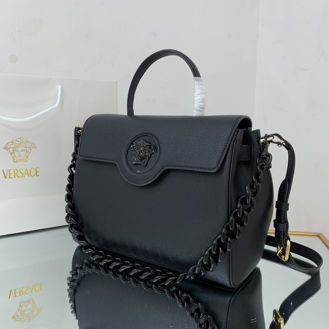 VERSACE LARGE LA MEDUSA HANDBAG Black DBFI038 35 x 14 x 25 cm