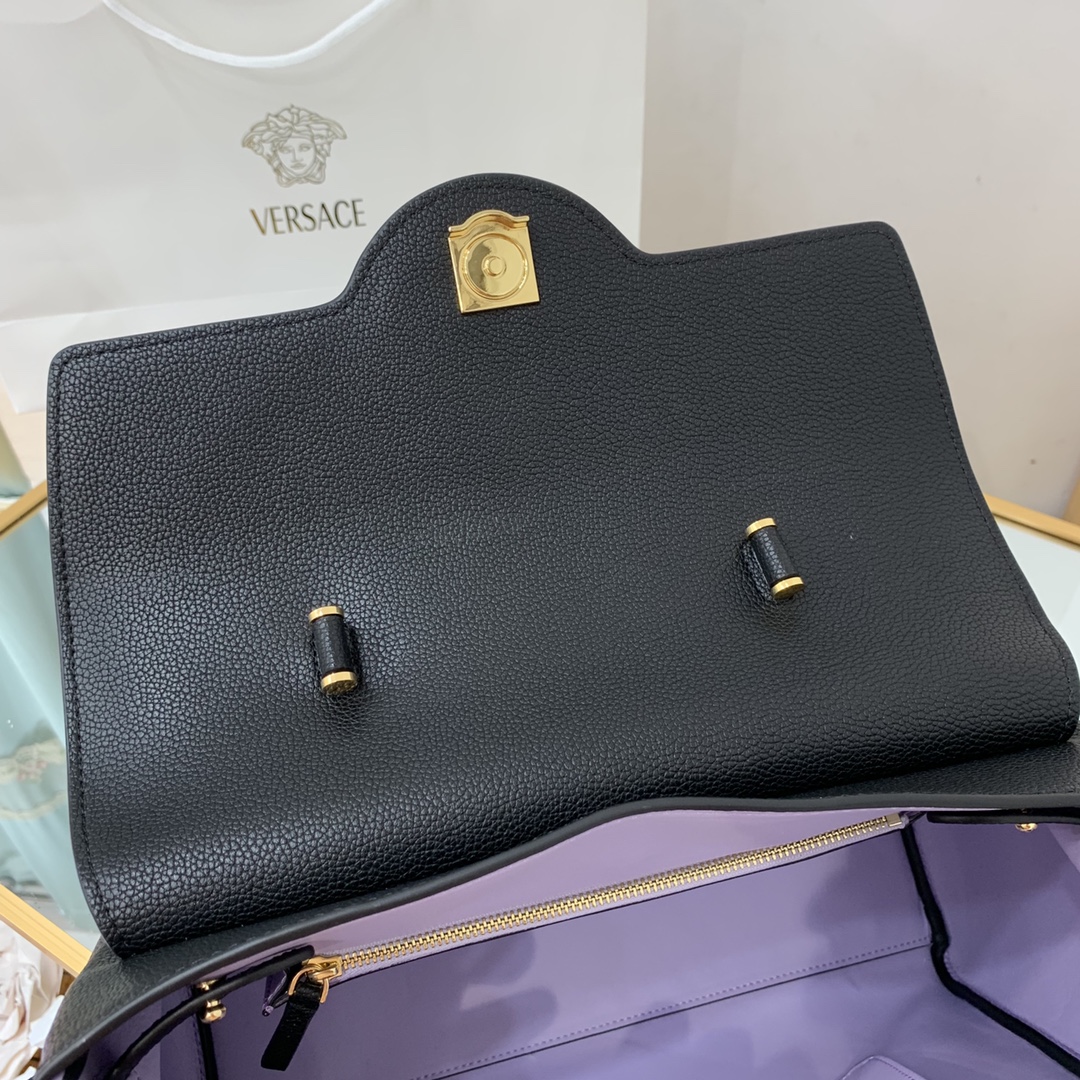 VERSACE LARGE LA MEDUSA HANDBAG Black DBFI038 35 x 14 x 25 cm