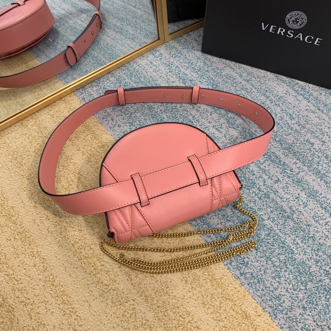 VERSACE VIRTUS QUILTED BELT BAG Peach DV3G984 18 x 4 x 14 cm