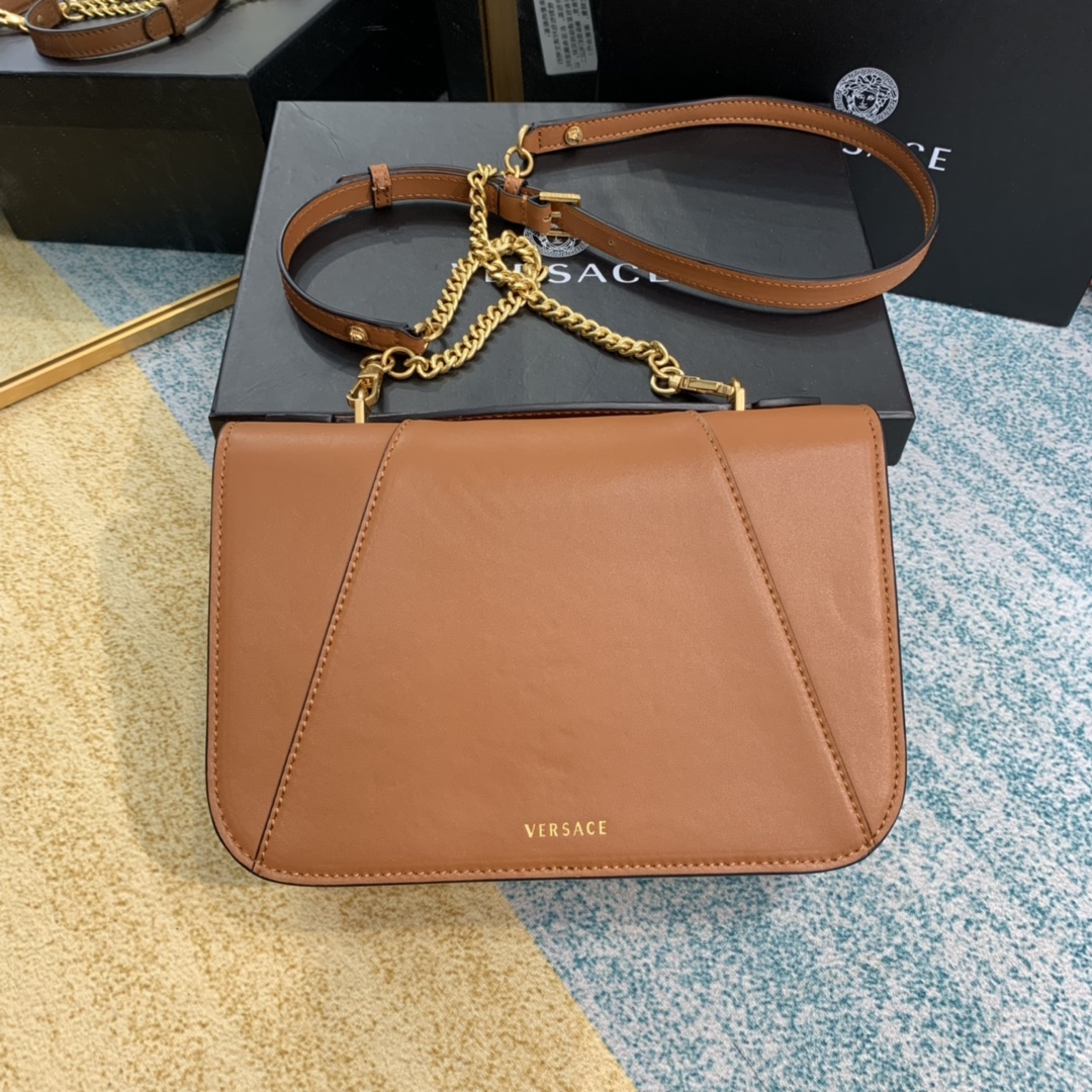 VERSACE VIRTUS Shoulder Bag Caramel DBFG985 24 x 9 x 16.5 cm